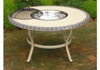 Stone Art 42 Inch Conversation Table and Stainless Steel Ice Bucket Set
