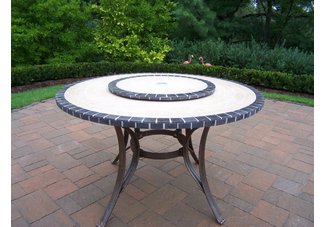Stone Art 48 Inch Dining Table with Lazy Susan