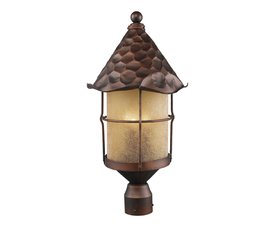 Rustica 3-Light Outdoor Post Light in Antique Copper with Scavo Glass