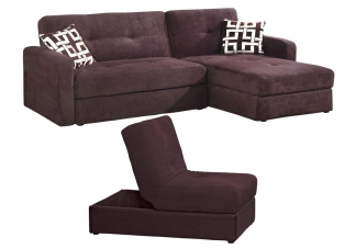 3-Piece Sofa Bed Set - Chocolate Fabric