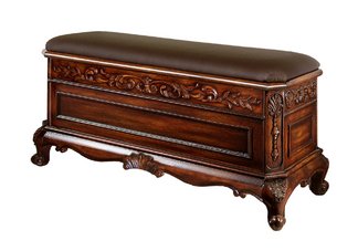 Faux Leather Top Storage Bench