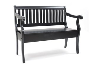 Antique Black Veranda Storage Bench