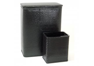 CHELSEA COLLECTION HAMPER AND MATCHING WASTEBASKET SETBLACK