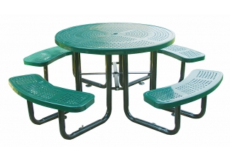 picnic table, round picnic table, perforated table, commercial site furnishing