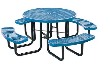 picnic table, round picnic table, expanded metal table