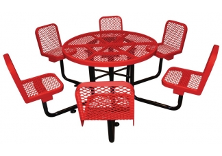 picnic table, round picnic table with chairs, commercial site furnishings