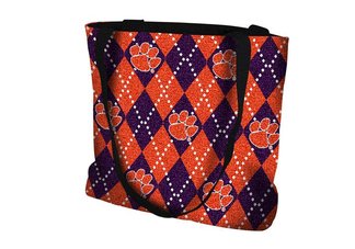 Clemson Univ Mascot Plaid Tote Bag
