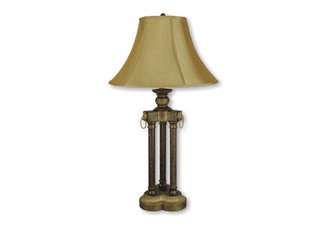 3-Pillar Table Lamp - Antique Gold