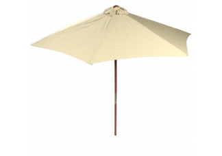Creme Colored 9 ft Wood Market Umbrella