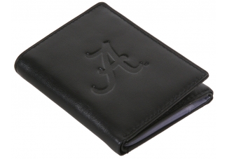 Alabama Black Leather Tri-Fold Wallet
