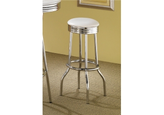White Cleveland Chrome Plated Soda Fountain Bar Stool