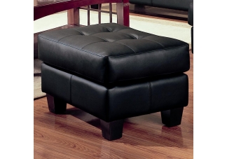 Black Samuel Contemporary Leather Ottoman