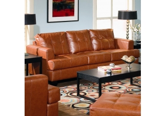 Brown Samuel Contemporary Leather Sofa