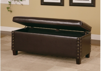 Brown Lewis Upholstered Storage Bench