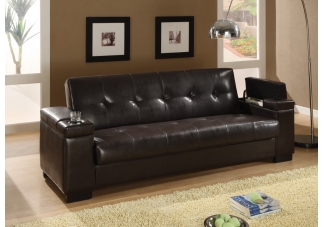 Faux Leather Convertible Sofa Sleeper