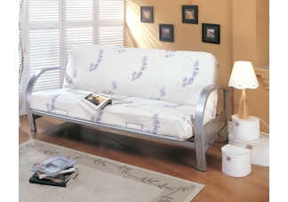 Contemporary Silver Metal Futon Frame