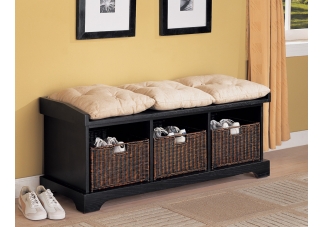 Black Storage Bench With Baskets
