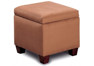 Brown Microfiber Storage Cube Ottoman