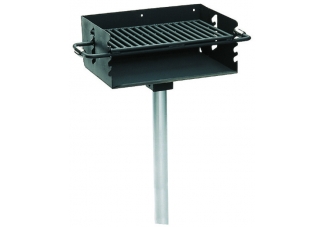 Commercial Park 2-3/8" Rotating Flipback Pedestal Grill w/ Post- Black