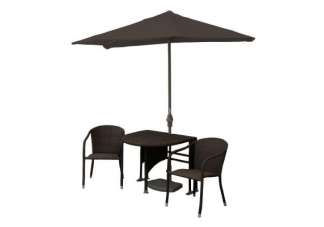 Adena Java Wicker Half Umbrella Patio Set