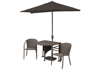 Adena Coffee Wicker Half Umbrella Patio Set