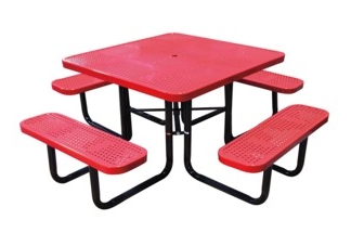 square perforated metal picnic table