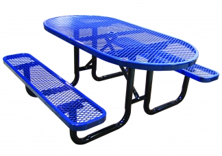 oval expanded metal picnic table