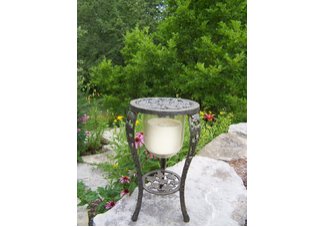 Cast Aluminum Candle Holder With Candle