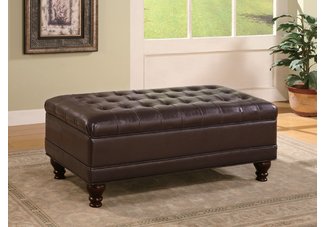 Traditional Oversized Faux Leather Storage Ottoman