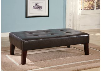 Contemporary Rectangular Tufted Faux Leather Ottoman