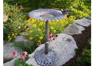 Cast Aluminum Sunflower Bird Bath