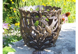 Hummingbird 12 Inch Round Flower Pot