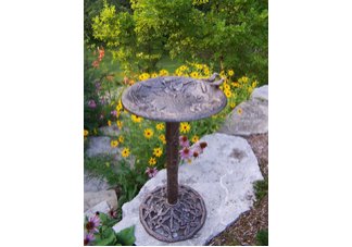 Cast Aluminum Hummingbird Bird Bath