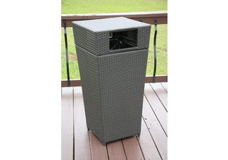 All Weather Resin Wicker Trash Can