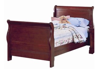 Antoinette Twin Bed with Wood Rails in martini cherry finish