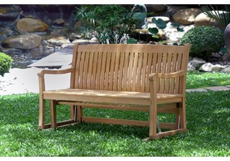 teak glider, glider, glider bench, teak bench