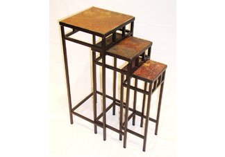 3 piece slate square plant stands w/ slate tops