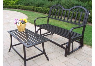 Rochester Iron Glider and Coffee Table Set