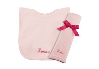 Princess Linens Cotton Knit Bib and Burp Pad Set - Pink