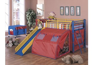 Loft Bed with Slide and Tent