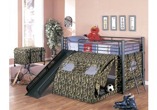 Black Loft Bunk with Slide