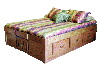 Traditional Oak Queen Platform Bed