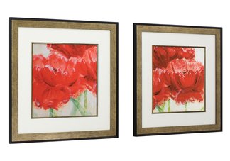 2 Pc Set of Framed Red Poppies