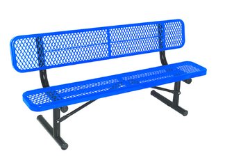 Commercial Park 6 Portable Bench w/ Back- Portable, Diamond, Blue