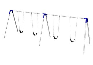 Commercial Playground Double Bay Bipod Swing Set- Strap Seats- Blue Yokes
