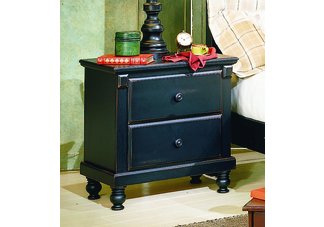 Pottery Black Sand-Through Finish 2 Drawer Night Stand