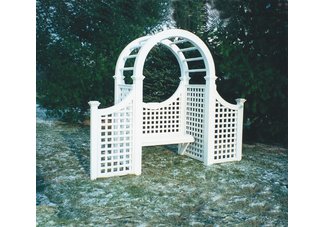 6985x5x48 Symmetrical Arbor with Lattice Wings and Bench