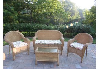Resin Wicker 4pc Seating Set with Cushions