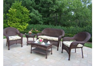 Resin Wicker 5pc Seating Set with Cushions