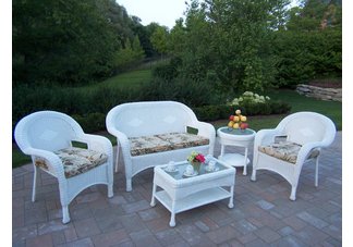 Resin Wicker 5pc Seating Set with Cushions